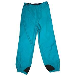 Columbia Rain Pants Mens Medium Blue Teal Waterproof Nylon Hiking Biking Pull On